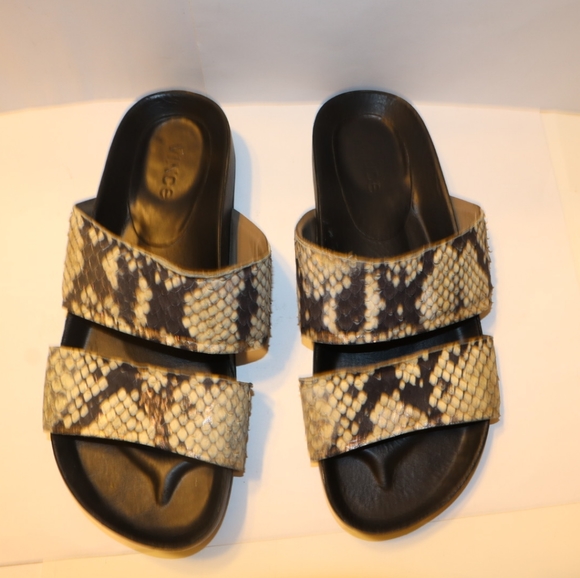 VinceOrion Python-Print Pool-Slide, Black/White - Picture 6 of 12